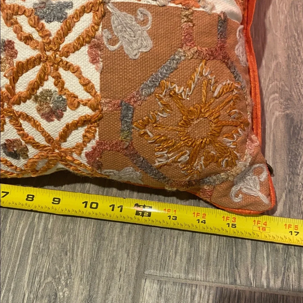 Pier 1 Patchwork Accent Pillows - Orange and Cream